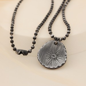 Antik sort halskæde skinnende stjerne vedhæng rustfrit stål rund halskæde