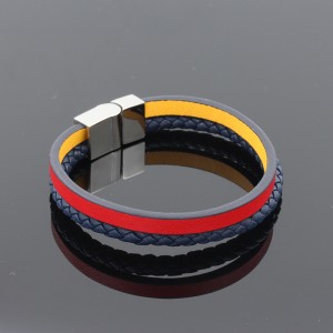 Mode læder smykker Ægte læder armbånd Muti-Layer flettet læder armbånd rustfrit stål