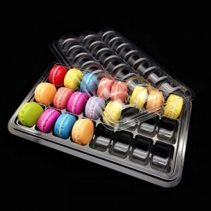 Brugerdefinerede størrelser macarons æske 24 rum klare slik emballage æsker blisteræske