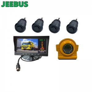 Excavatior Machinery Truck Reverse Camera med Utrasonic Digital Parking Sensor Radar Detection System 7-tommer AHD-skærm