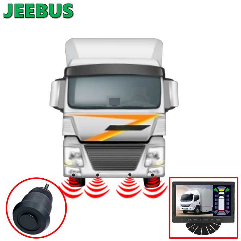 Køretøj Lastbil Omvendt kamera Radarblinde detektering Ultralydssensorer Monitor System Forreste Bag Højre Venstre Digital Parkeringssensor Display System