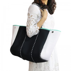 Custom Multipurpose Tote Shopping Bag Neopren Beach Bag med Inner Lynlås Lomme