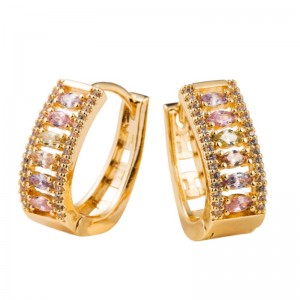 Dongdaemun øreringe, kvindelige populære temperament øreringe, kobber indlagt zircon og elektroplateret guld franske øreringe