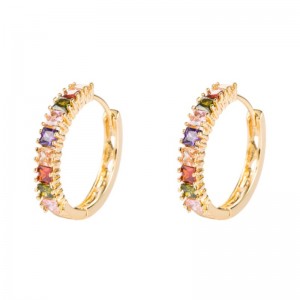 INS Europæisk og Amerikansk Personlighed Overdrages Square Zircon Øreringe Øreringe Kvinde Pure Kobber Forgyldt Mikroindlagt Øreringe Øreringe Engroshandel