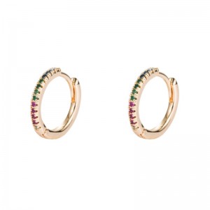 Europæisk og amerikansk personlighed mode kold vind lidt indlagt farve zircon messing forgyldt øre spænde cirkel øreringe hip hop øreringe