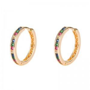 INS europæisk og amerikansk farverige cirkel øreringe, små cirkel øreringe, geometriske øreringe, kvindelig farve Diamond Hip Hop øreringe øreringe