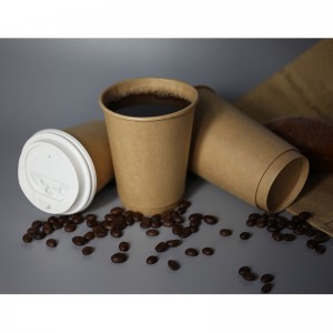 500 ml PE/PLA Foring Double Wall Paper Cup 16 OZ-Kraft
