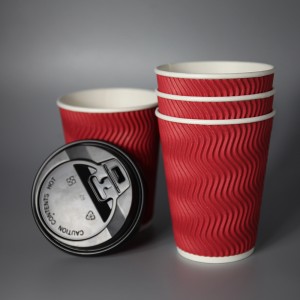 8 oz 12oz 16oz tilpasset design Papir kopper Disposable Printed Paper Double Wall Ripple Kaffekopper