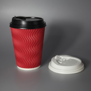 8 oz 12oz 16oz tilpasset design Papir kopper Disposable Printed Paper Double Wall Ripple Kaffekopper