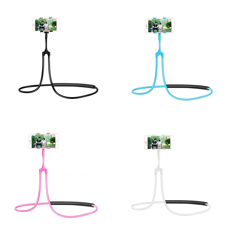 Fleksibel mobiltelefonholder Hængendenakke Lazy Halskæde Bøjle 360 ​​Grad Telefoner Holder Stand til iPhone Xiaomi Huawei