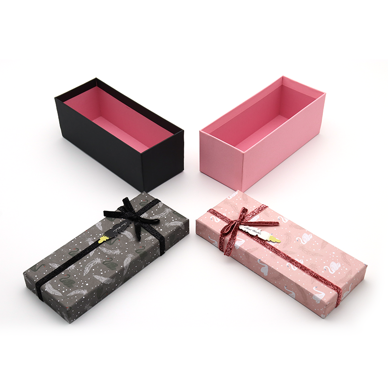 Brugerdefineret pink sort stiv papiremballage skulderkasse med bowknot bånd brudepige gaveæske og tasker