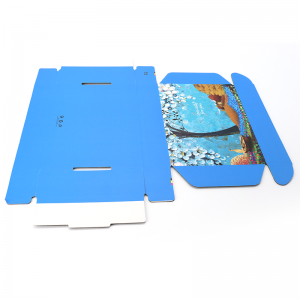 Tuck abonnement skoemballage Udskriv farvet bølgepapir forsendelse Blå brugerdefineret logo mailer boks