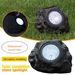 Udendørs LED Rocky Lampe 4 LED Solar Landscape Stone Garden Lawn Light