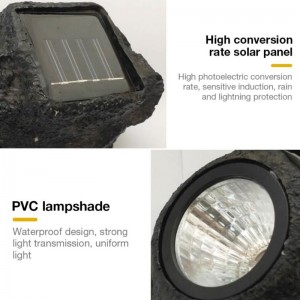 Udendørs LED Rocky Lampe 4 LED Solar Landscape Stone Garden Lawn Light