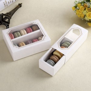 Recycle Drawer Type Storage Box Food Box White Macaron Paper Box