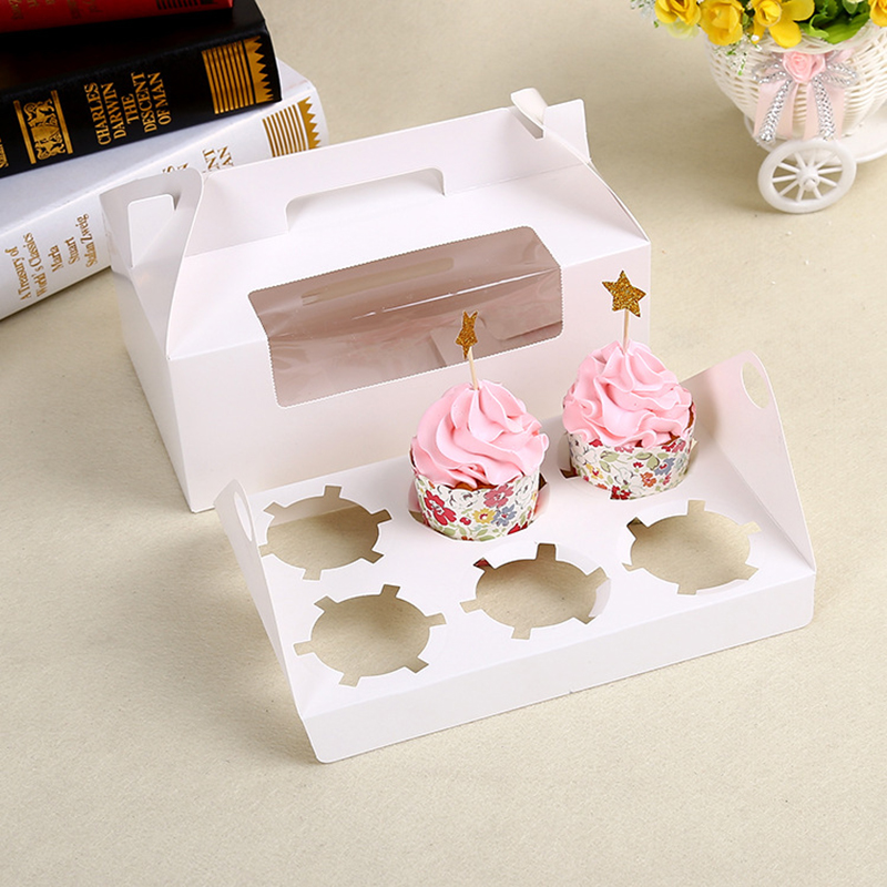 Fancy Cupcake Box 6 Container til Cake Food Package