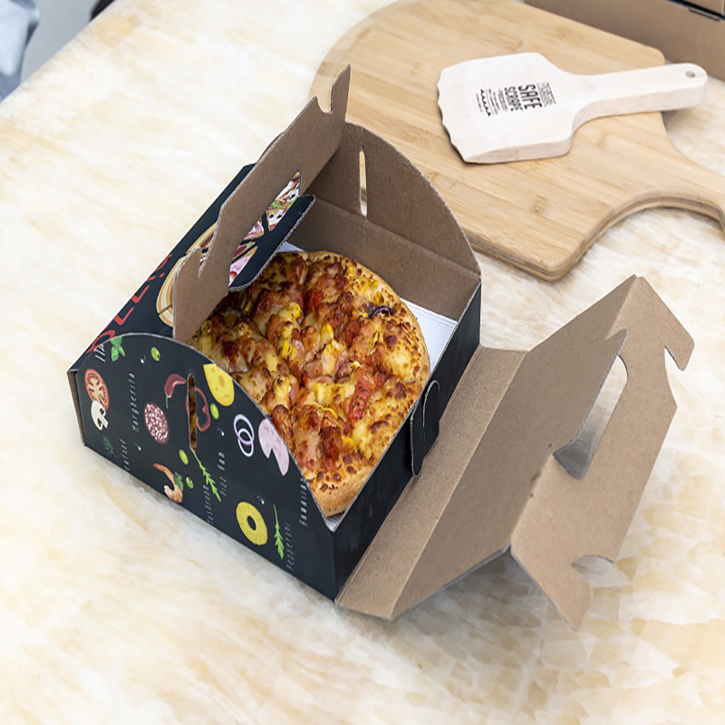 Brugerdefineret Diverse Size Portable Printing Pizza Packaging Box Genbrugbar Bølgepareret Levering Pizza Box