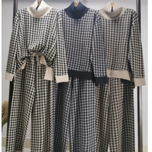 Moderigtigt Casual Joker Strikket Qianbird-Plastered Two-Piece Suit 69002#