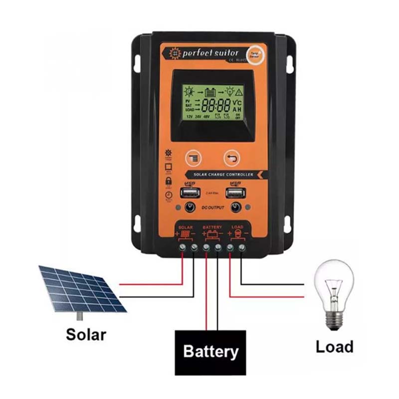 PWM 30A 12V 24VDC Solar Ray Battery Regulator Controller Solar Panel med Dual USB Output LCD display
