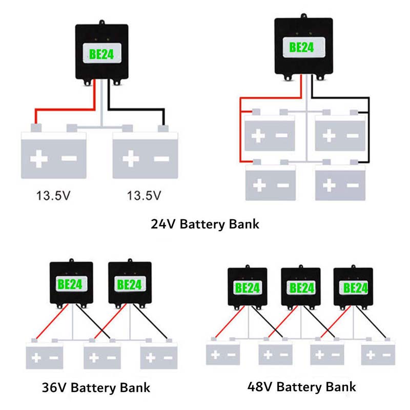 Batteri Equalizer Balance for 24V 36V 48V Batteribanksystem, der anvendes til gel oversvømmelse AGM Bly ACIDE Batterier