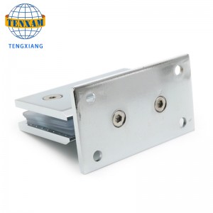 Høj klasse præcision støbt tyk zink legering 304 skrå badeværelse 90 graders glas hængslet dørklip