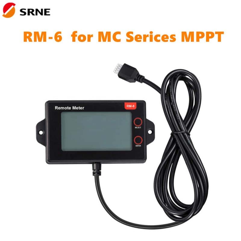 SRNE RM-6 Fjernmåler LCD-skærm til MC24-serien MPPT 20A 30A 40A 50A Solar Charge Controller
