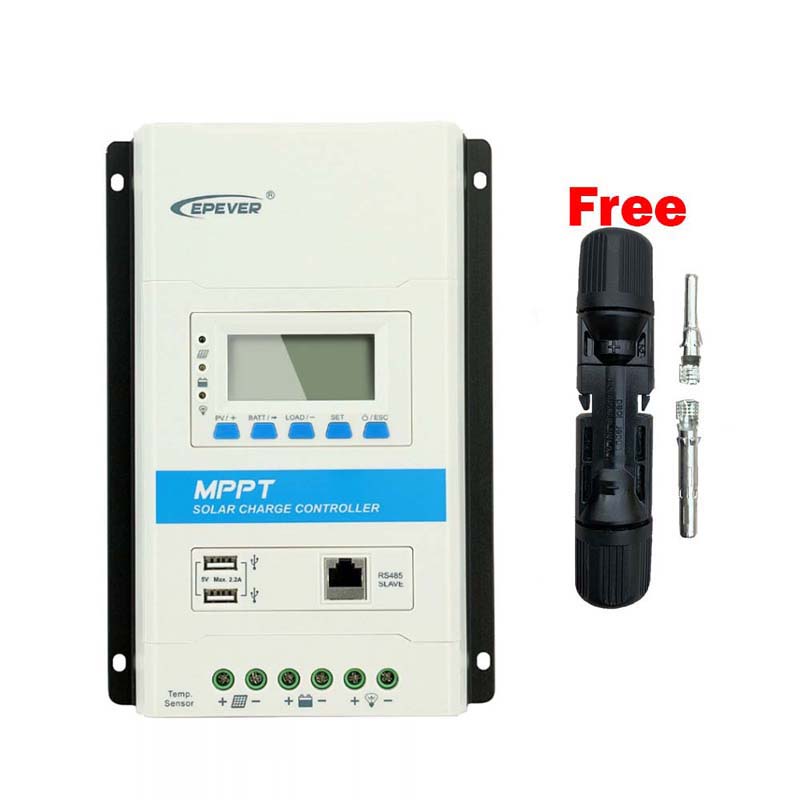 Epever 40A 30A 20A 10A Modular MPPT Solar Charge Controller 12v24vdc Max.100V PV input LCD Display Panel Regulator Controller