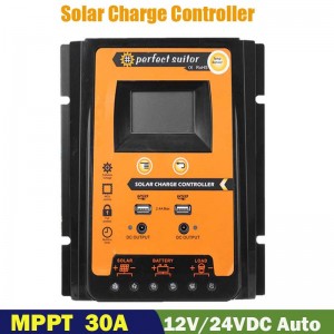PWM 30A 12V 24VDC Solar Ray Battery Regulator Controller Solar Panel med Dual USB Output LCD display