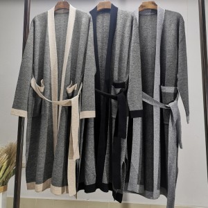 Moderigtigt Casual Joker Woven Linen Wool Long Cardigan Coat 69071#