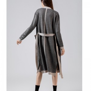 Moderigtigt Casual Joker Woven Linen Wool Long Cardigan Coat 69071#