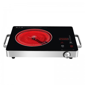 A13A Portable Electric HOB, 1200W Electric Infrared Single Burner til Køkken Camping RV Office, Keramisk Glas Single Hot Plates