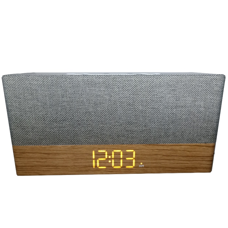 FB-CR320 High-end Wooden Bluetooth Clock Radio Højttaler W/Fabric Grill