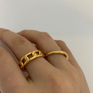 Europæisk og amerikansk mode rustfrit stål vakuum plating kæde ring