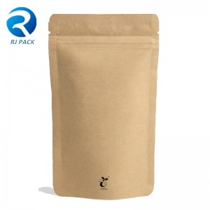 100% Compostable Heat Rowealable High Barrier Food Packaging Stand up Pouch Kraft Bag