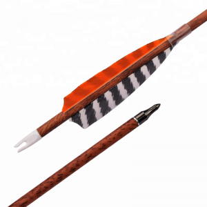 Elong Outdoor 120077 ID6.2mm SP400 Rød Wood Carbon Arrow med Feather Bueskydning