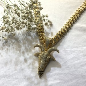 Zircon Solid Deer Head Hip Hop Halskæde