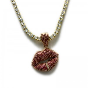 Sexet rød læbe indlagt halskæde