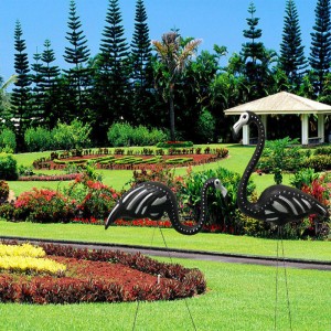 Sort skelet yard flamingos halloween plast flamingos græsplæne dekor ornamenter zombie græsplæne ornament