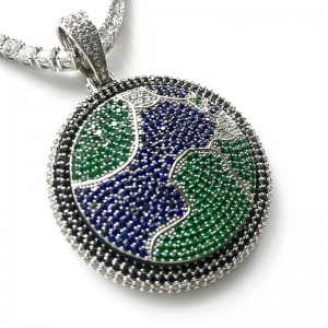 New Full Zircon Diamond Roterbar Earth Pendant Indian Long Cellphone Rem Halskæde