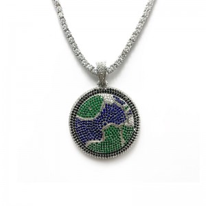 New Full Zircon Diamond Roterbar Earth Pendant Indian Long Cellphone Rem Halskæde