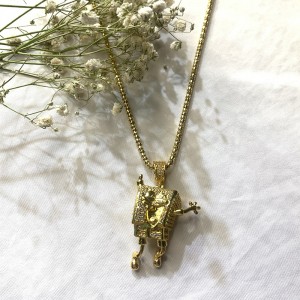 Indlagt zircon spongebob hip hop halskæde