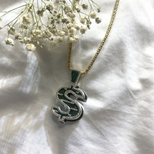 Hip-Hop Green S Dollar Symbol Pendant