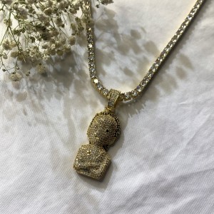 Zircon Solid Explosive Girl Head Hip Hop Pendant