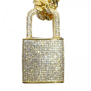 Messing mens kobbernøgle vedhæng iced out cubic zircon diamant hængelås lock halskæde