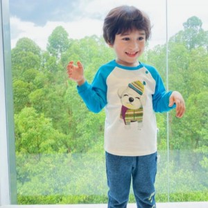 Strikkede lange ærmer strikkede bomuldsbukser