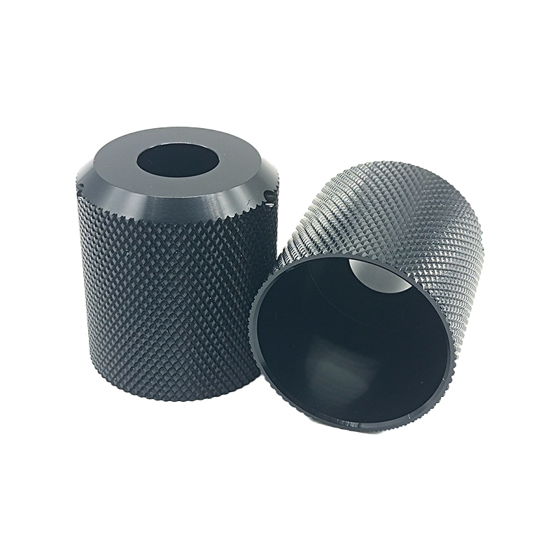 Knurled CNC aluminium bearbejdning drejning fræsning service black anodizing dele