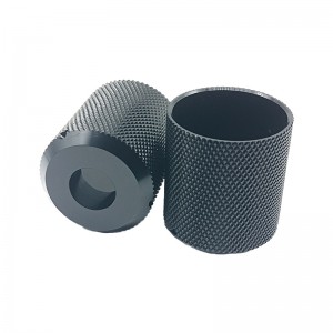 Knurled CNC aluminium bearbejdning drejning fræsning service black anodizing dele