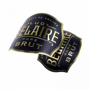 Custom Luxury Self Adhhesiv E Guld Alumium Klistermærke Præget personlig Aluminium Metal Vin Etiket til rødvinflaske