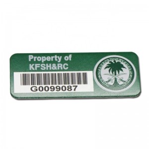 Engros brugerdefineret laser indgraveret serienummer label metal stregkode etiket klistermærke trykt aluminium asset tag labe