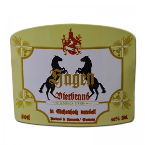 Custom Luxury Self Adhhesiv E Guld Alumium Klistermærke Præget personlig Aluminium Metal Vin Etiket til rødvinflaske